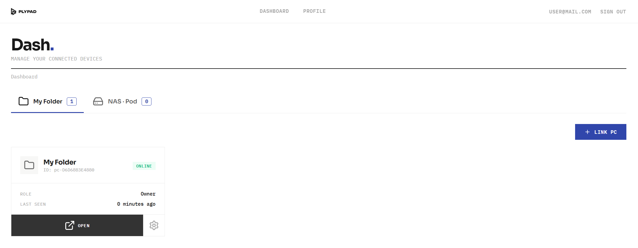 Plypad dashboard: your computer, online